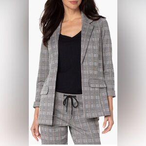 Liverpool Living In Yellow Women's Gray Checkered Blazer - Size L